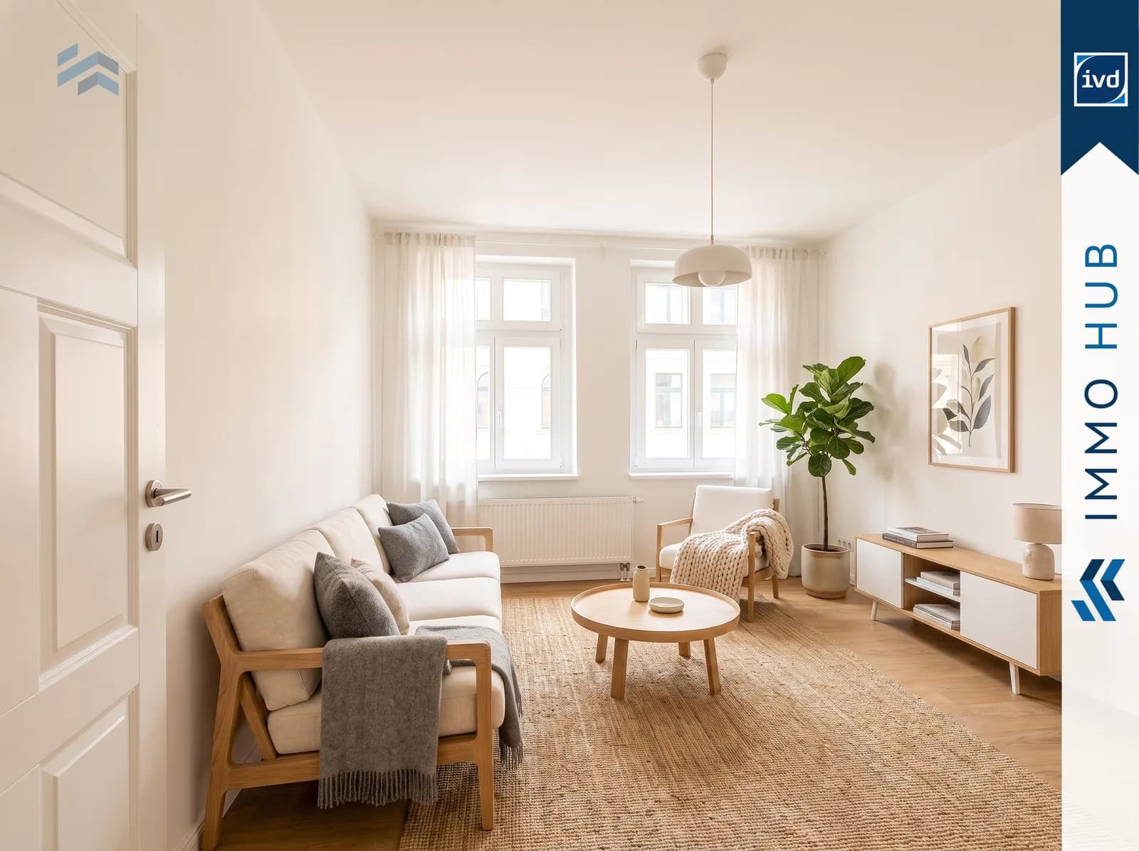 Homestaging in Leipzig: Wohnzimmer eines Verkaufsobjekts – Mit Homestaging